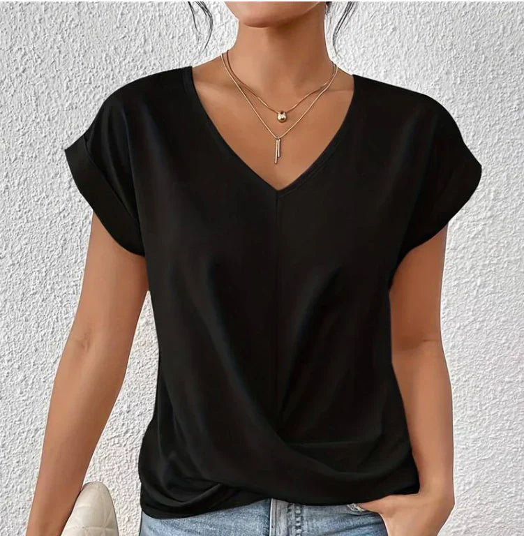 Lässiges V-Shirt | Femininer Schnitt & fließender Stoff | Eleganter Casual-Look