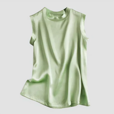 Greta | Edle Ärmellose Satinbluse