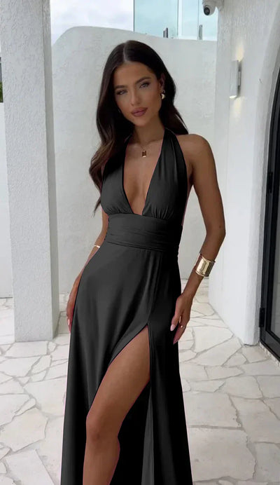Tobias® | Einfarbiges Kleid mit V-Ausschnitt