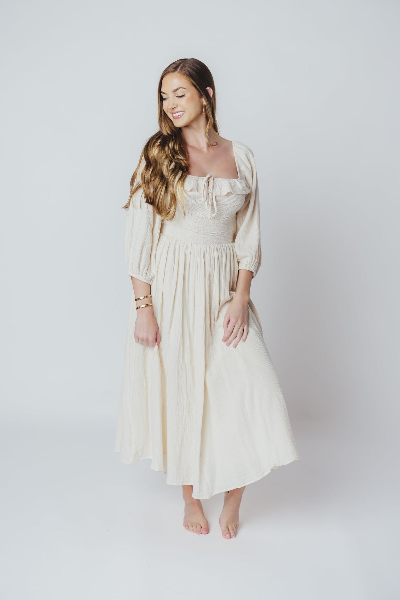Juliet midikleid in creme - Inklusiv-gröben