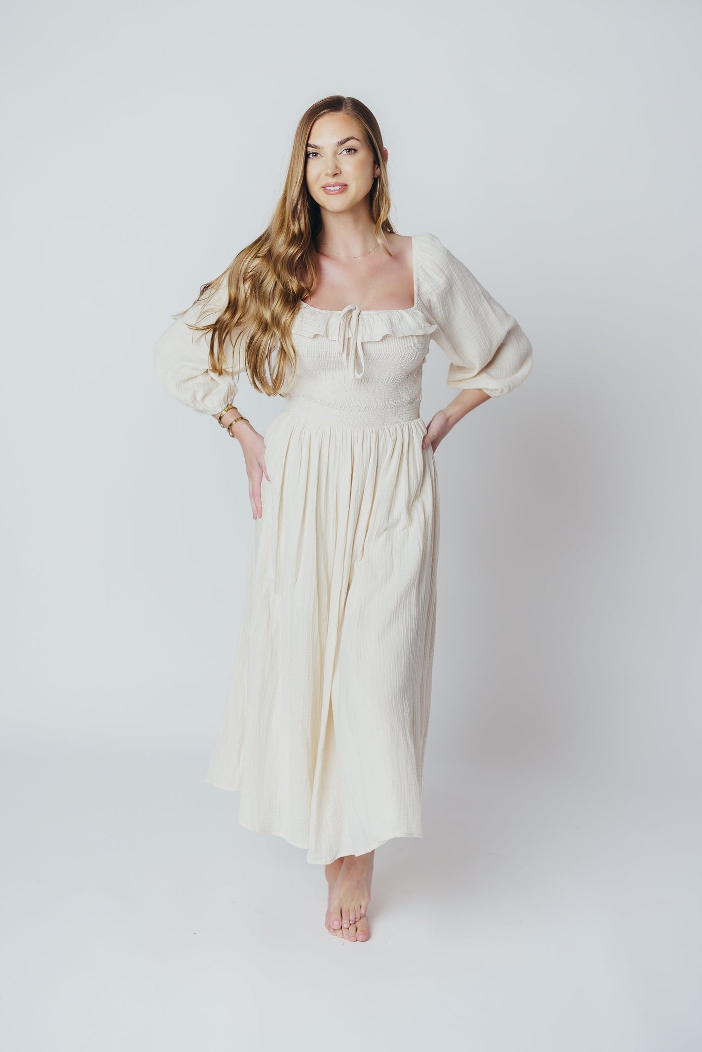 Juliet midikleid in creme - Inklusiv-gröben