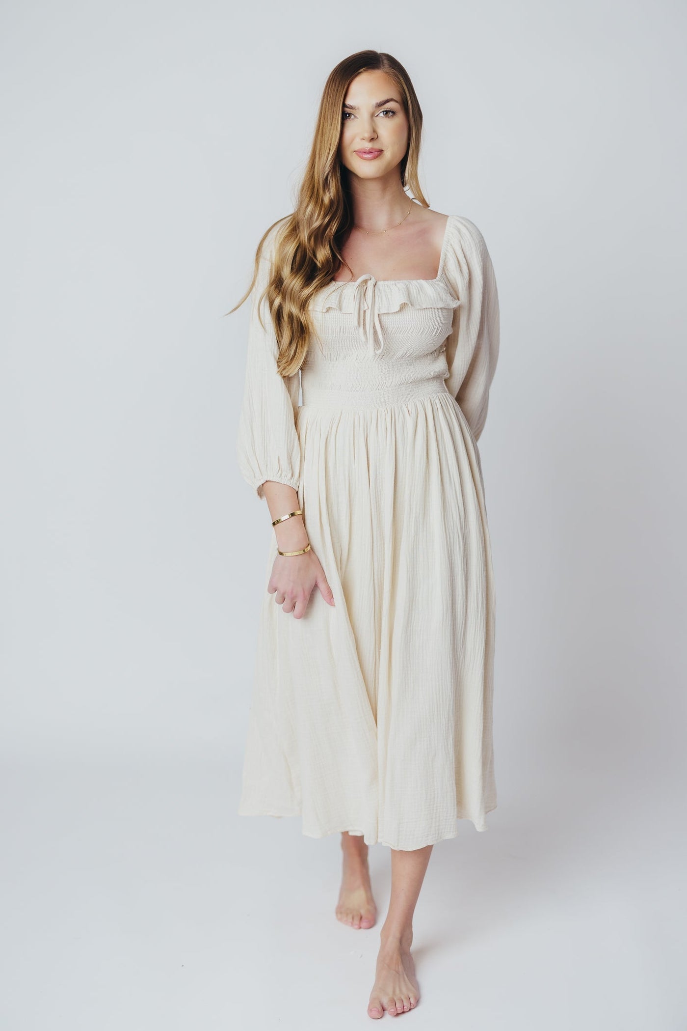 Juliet midikleid in creme - Inklusiv-gröben
