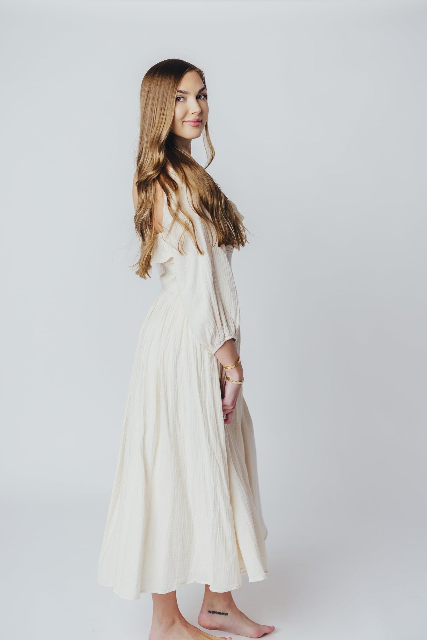 Juliet midikleid in creme - Inklusiv-gröben