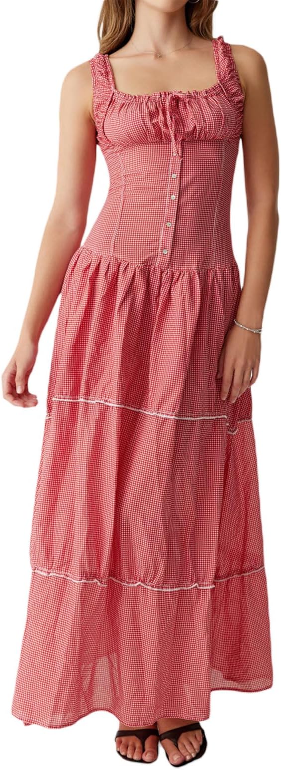 Midikleid mit Knopfleiste | Karomuster | Romantischer Sommerstil