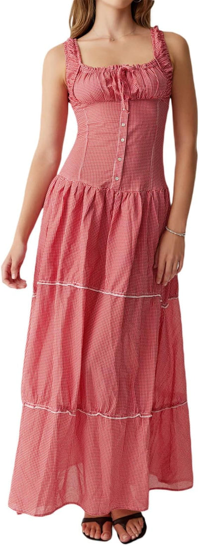 Midikleid mit Knopfleiste | Karomuster | Romantischer Sommerstil