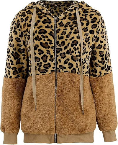 Seraphina – Oversize Damen-Hoodie mit Leopardenmuster aus Kunstfell