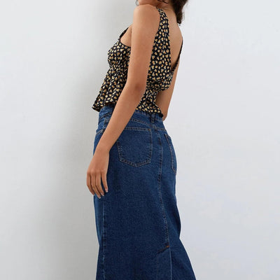 Zenette | Geblümtes Crop Top mit tiefem V-Ausschnitt und Knopfleiste
