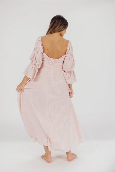 Corrine maxikleid mit gestuften armeln und taschen in ballerina pink - bump friendly