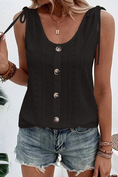 Sherry® | Tanktop mit Knöpfen und durchbrochenen Ausschnitten
