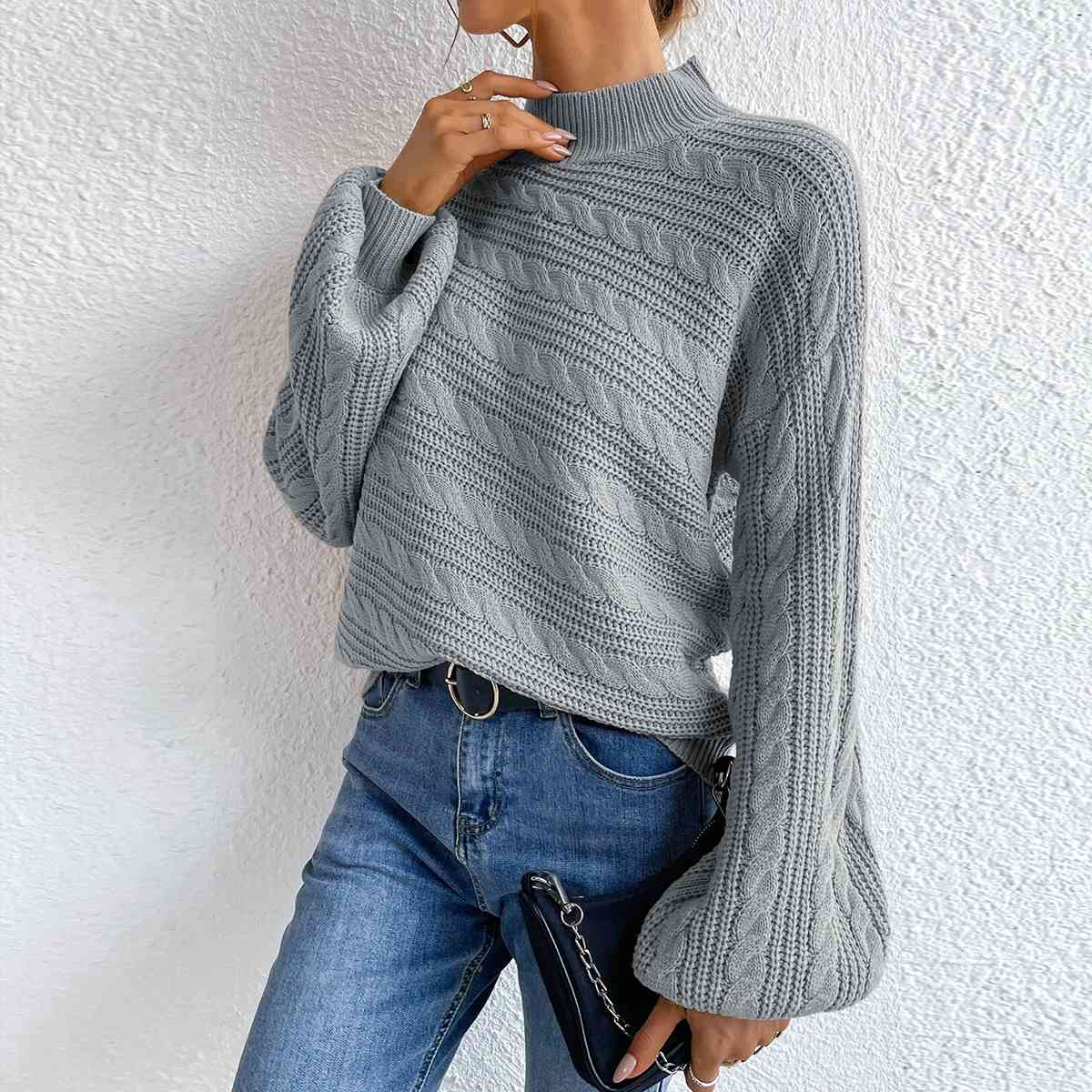 Eleganter Rollkragenpullover aus Zopfmuster für Damen