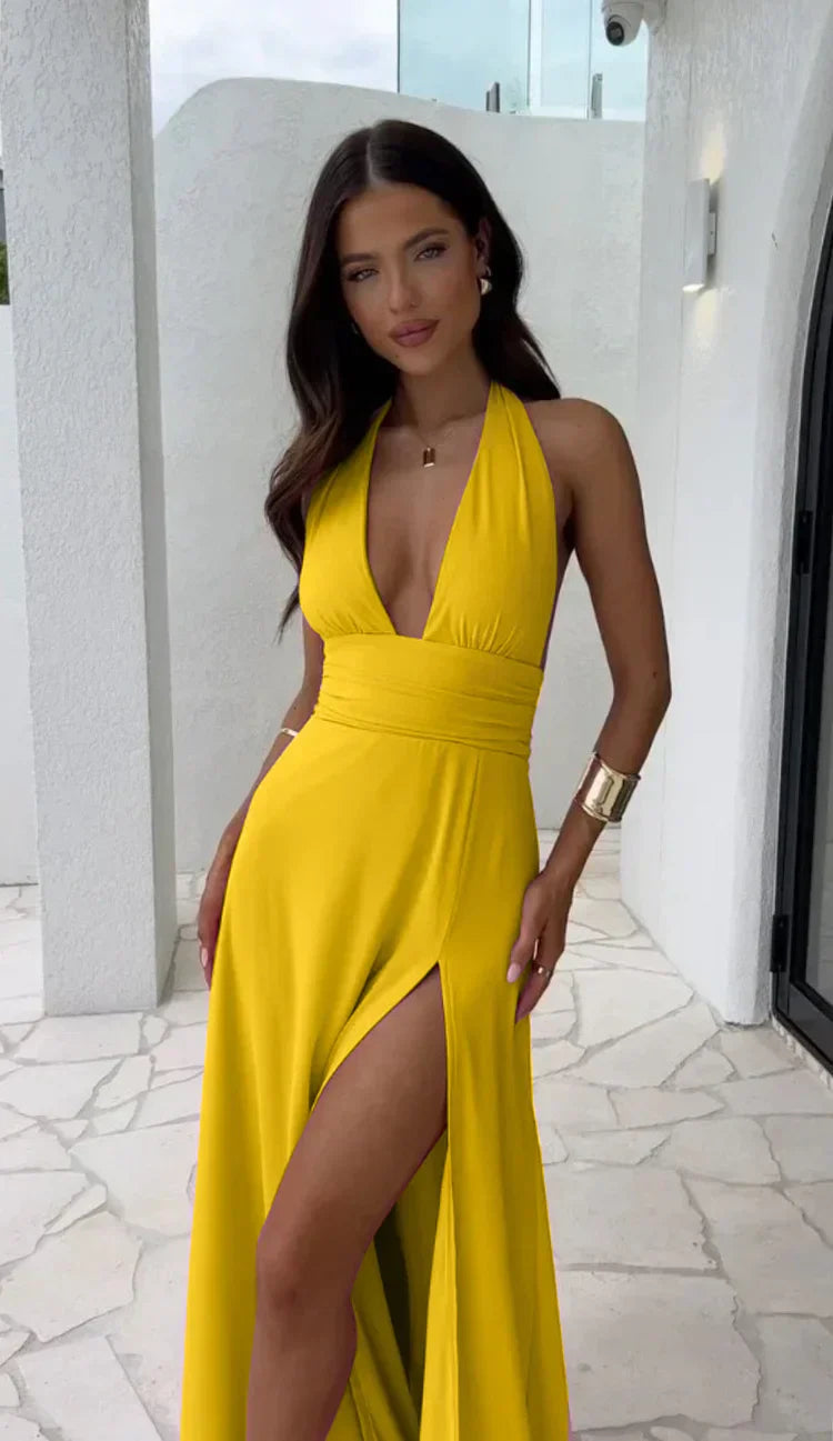 Tobias® | Einfarbiges Kleid mit V-Ausschnitt