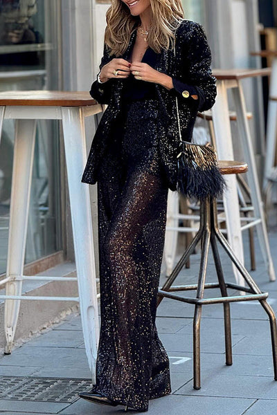 Giselle® | Stilvoller, langärmliger, eleganter Blazer mit Pailletten