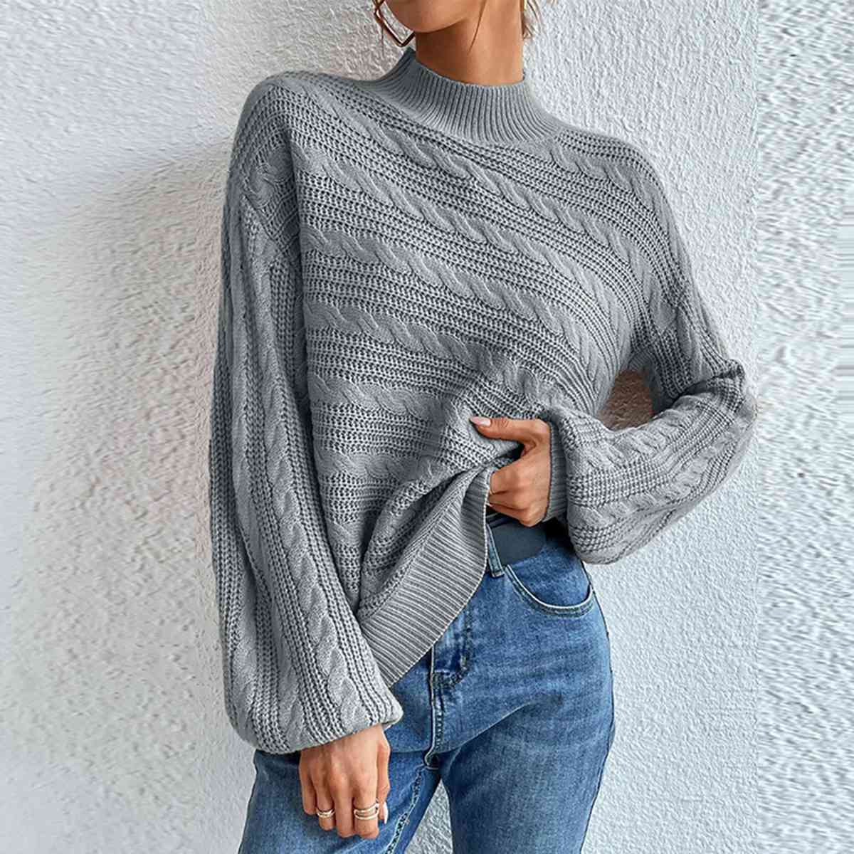 Eleganter Rollkragenpullover aus Zopfmuster für Damen