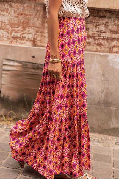 Faith® | Gestufter Maxirock mit Rosen-Vintage-Boho-Blumendruck