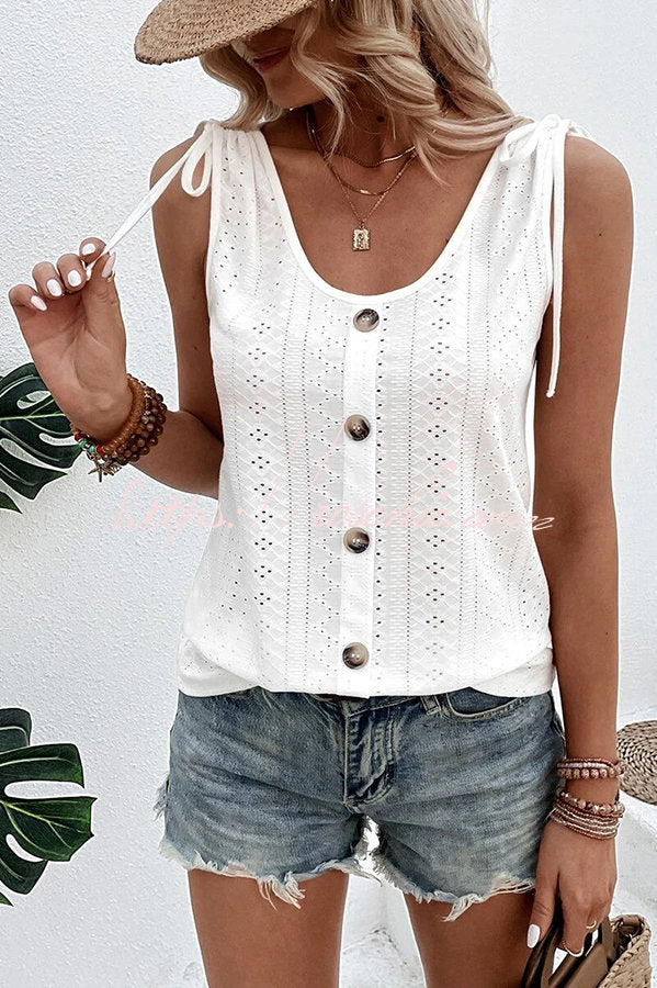 Sherry® | Tanktop mit Knöpfen und durchbrochenen Ausschnitten