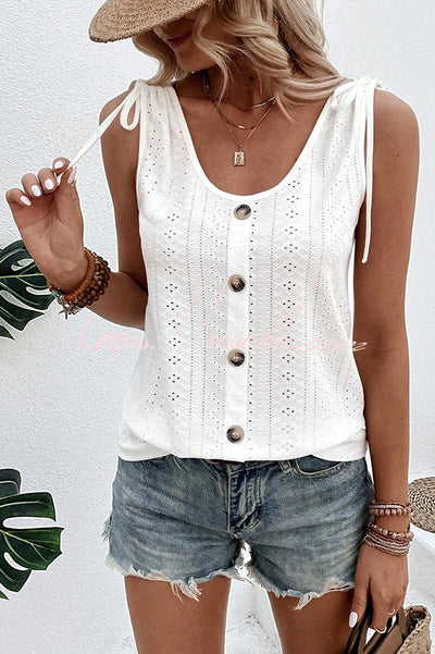 Sherry® | Tanktop mit Knöpfen und durchbrochenen Ausschnitten