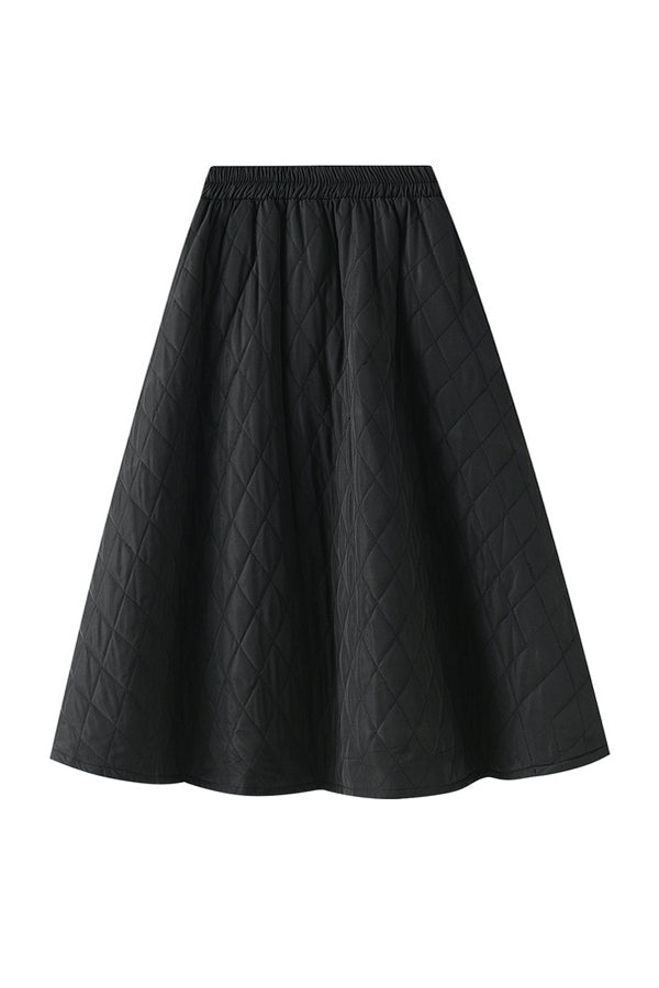 Laura® | Rautengewebter, gesteppter A-Linien-Schlankheitsrock mit elastischer Taille