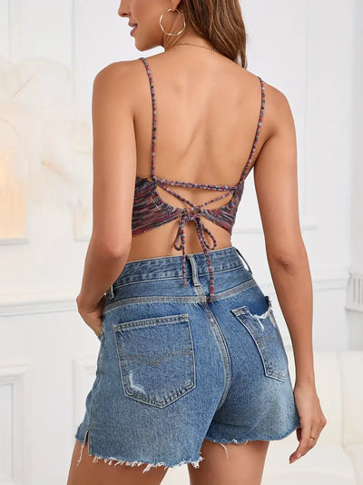 Melanie | Elegantes Rückenfreies Stricktop mit Spaghettiträgern
