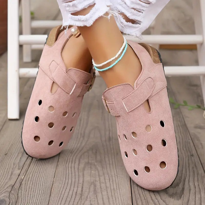 Jamboree | Retro Kork Clogs mit Geschlossener Spitze und Schnallenriemen