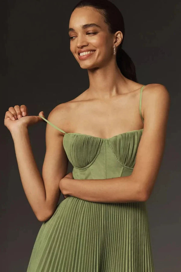 Plissiertes Midikleid | Spaghettiträger | Romantisch & Elegant