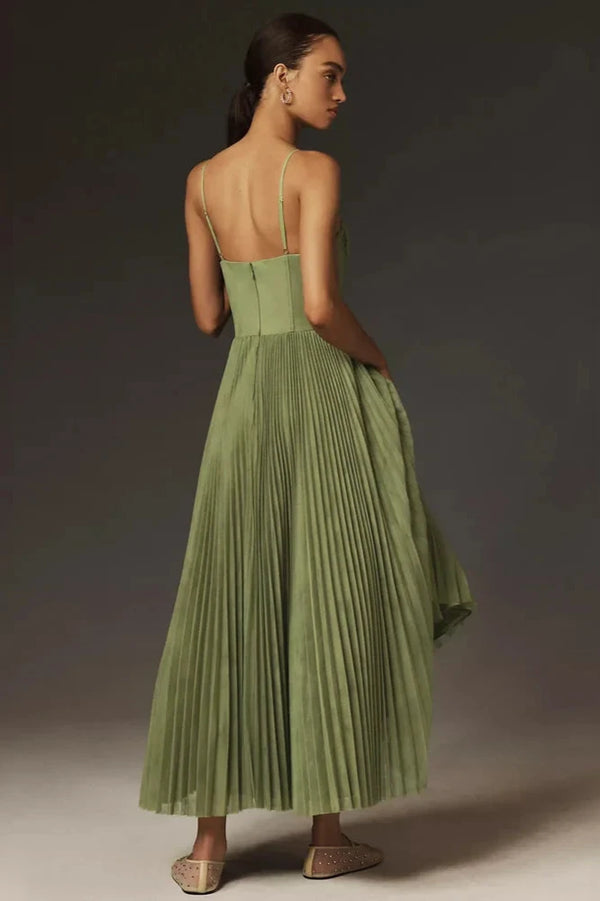 Plissiertes Midikleid | Spaghettiträger | Romantisch & Elegant