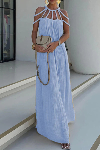 Barbara® | Modernes und raffiniertes Maxikleid mit drapierten Zöpfen aus Leinenmischung