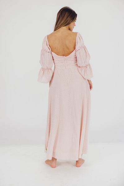 Corrine maxikleid mit gestuften armeln und taschen in ballerina pink - bump friendly