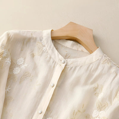 Luftige Bluse mit Stickerei | Halbtransparenter Stoff | Femininer Look