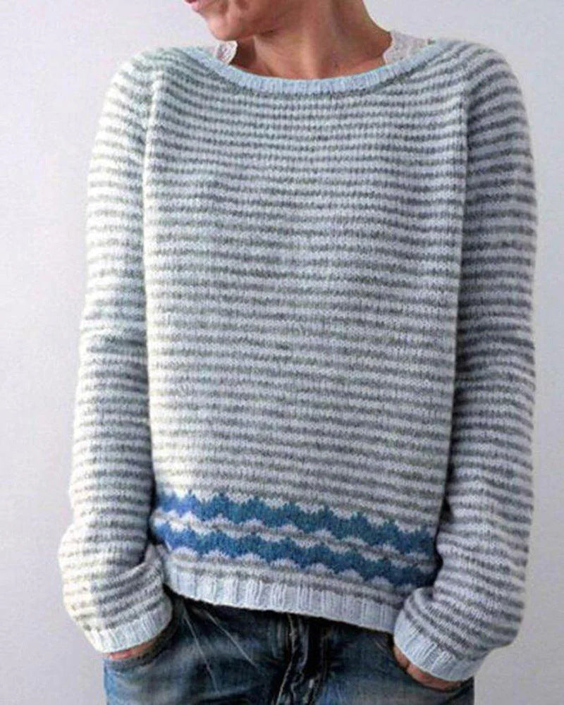 Modischer Print-Rundhals-Pullover für Damen