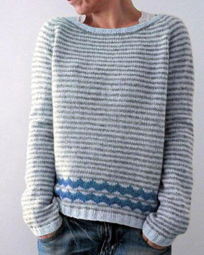 Modischer Print-Rundhals-Pullover für Damen