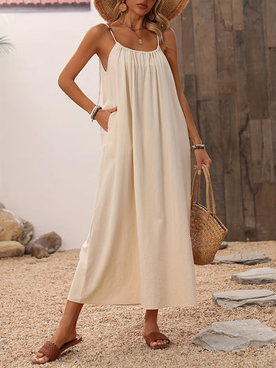 Margarette | Beige Maxi Dress mit Spaghetti-Trägern