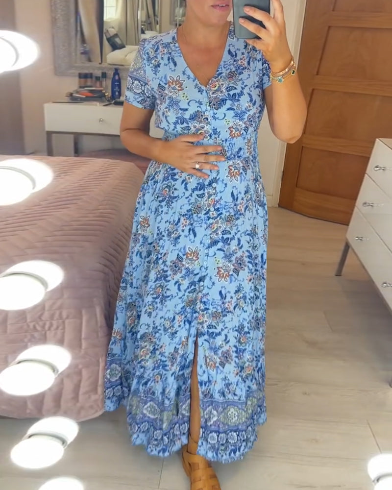 Gilda® | Kleid mit Blumendruck und V-Ausschnitt (Frühlingsangebot)