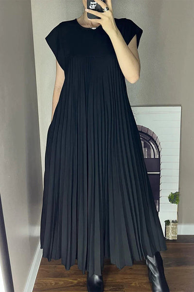 Anita® | Ärmelloses, plissiertes, schlichtes einfarbiges Kleid
