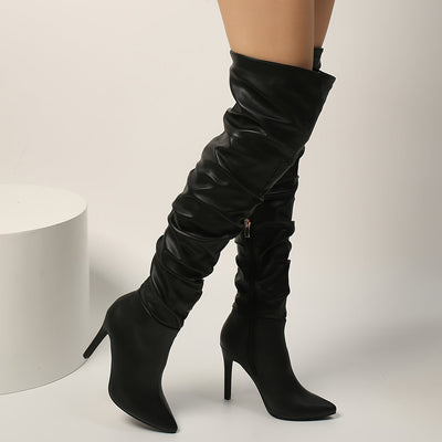 Overknee Stiefel Damen | Spitze Zehenform mit Seitlichem Reißverschluss