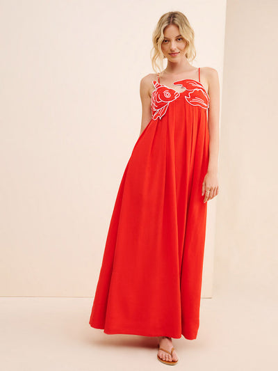 Wella | Fischgrät-Top aus Leinenmischung Maxikleid
