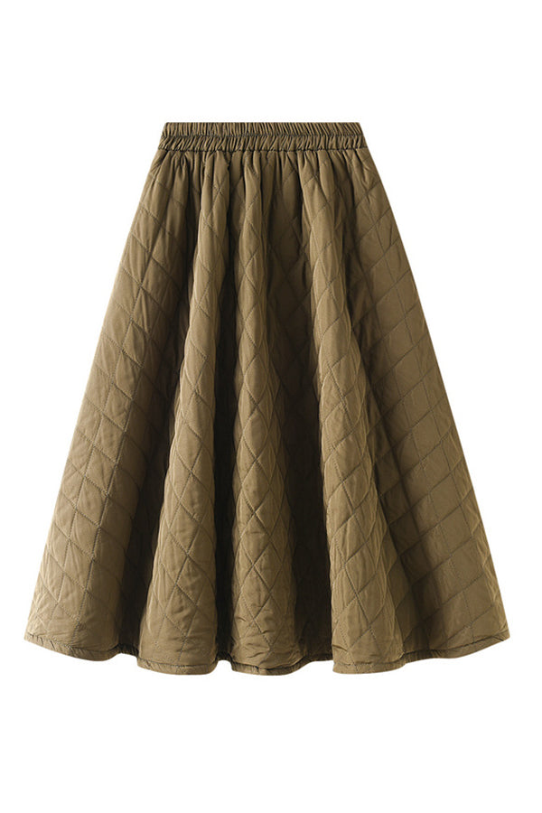Laura® | Rautengewebter, gesteppter A-Linien-Schlankheitsrock mit elastischer Taille