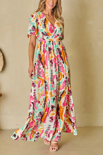 Virginia® | Maxikleid im Boho-Tie-Dye-Print mit V-Ausschnitt