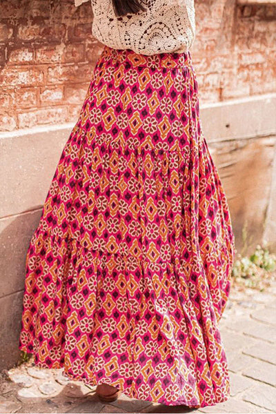 Faith® | Gestufter Maxirock mit Rosen-Vintage-Boho-Blumendruck