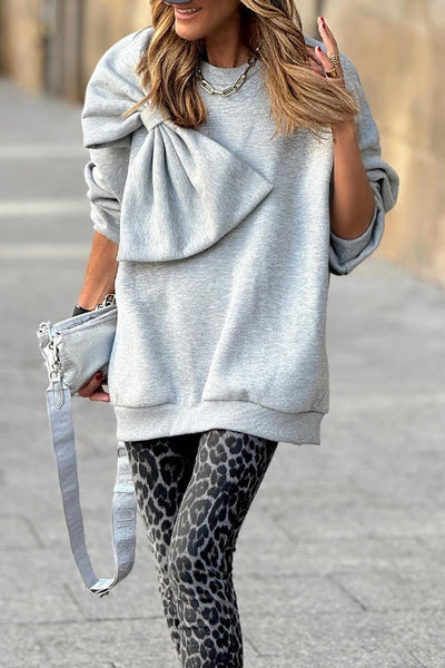 Fernanda® | Graues Maxi-Sweatshirt mit Schleife