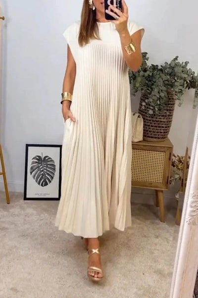 Anita® | Ärmelloses, plissiertes, schlichtes einfarbiges Kleid