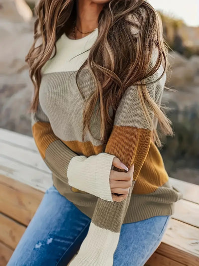 Bettina | Bunter Color-Block Crewneck Pullover