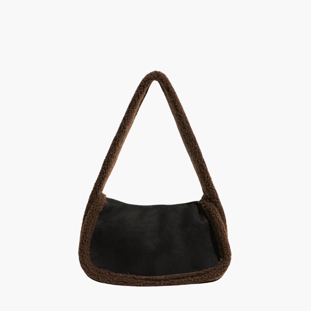 Handtasche | Teddy-Detail | Wildlederoptik