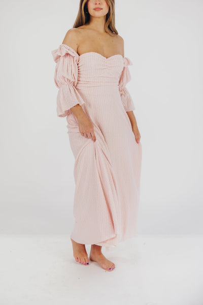 Corrine maxikleid mit gestuften armeln und taschen in ballerina pink - bump friendly