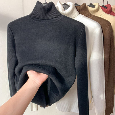 Damen-Rollkragenpullover mit Strickmuster
