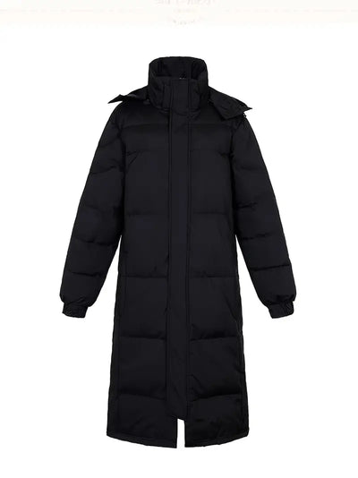 Lange Wattierte Steppjacke mit Kapuze