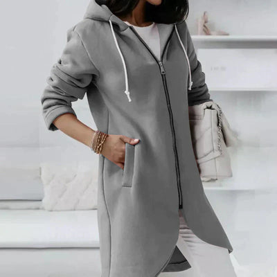 Andrea | Langer Hoodie mit Reißverschluss für Damen