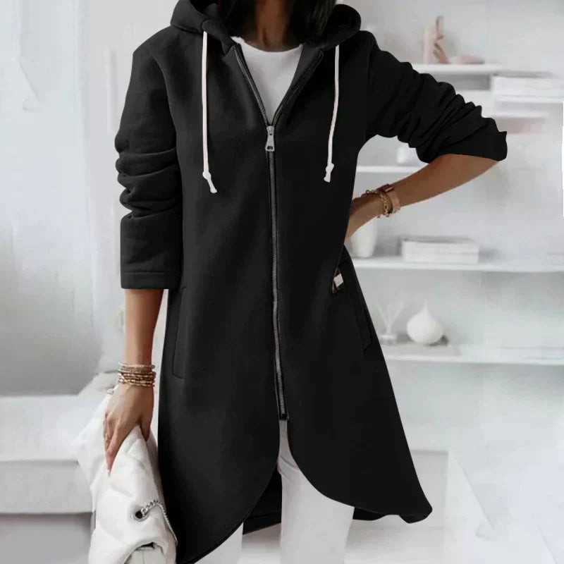 Andrea | Langer Hoodie mit Reißverschluss für Damen