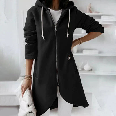 Andrea | Langer Hoodie mit Reißverschluss für Damen