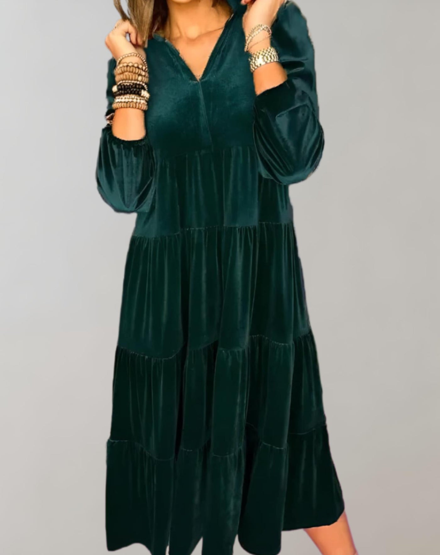 Midikleid aus Samt | Stufen-Design | Elegant und Bequem