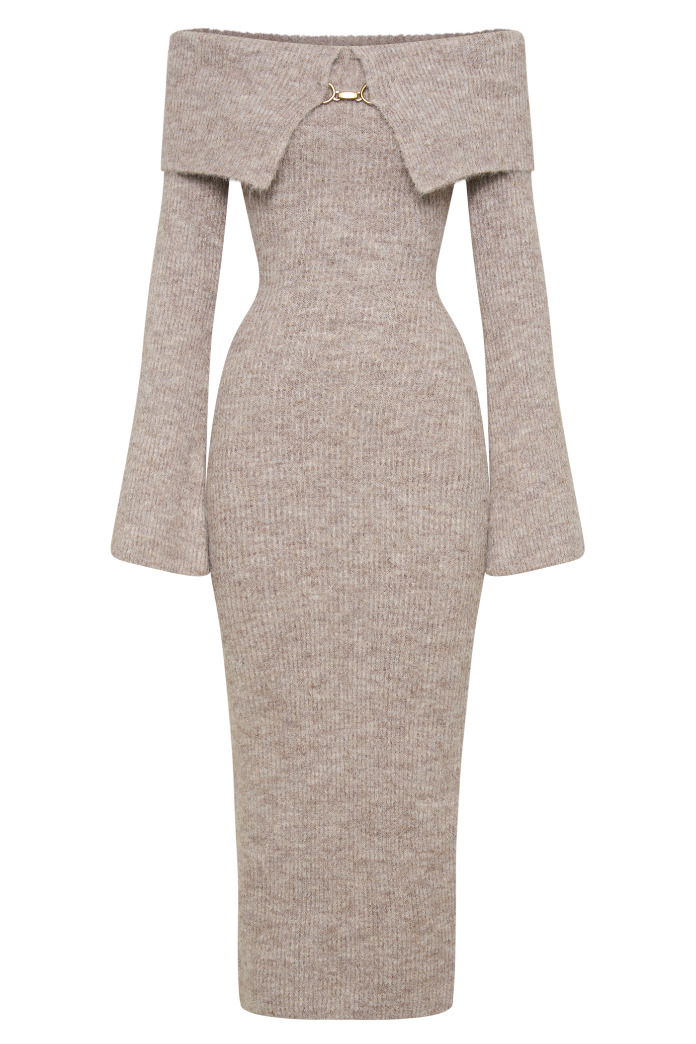 Schulterfreies Strickkleid | Figurbetont | Eleganter Häkchenverschluss